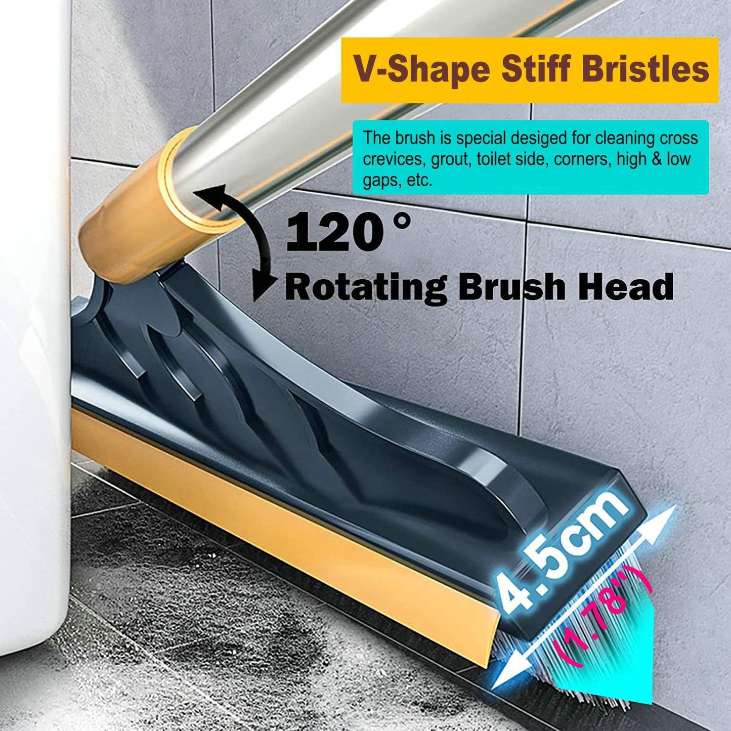 2 in 1 Floor Cleaning Brush with Long Handle