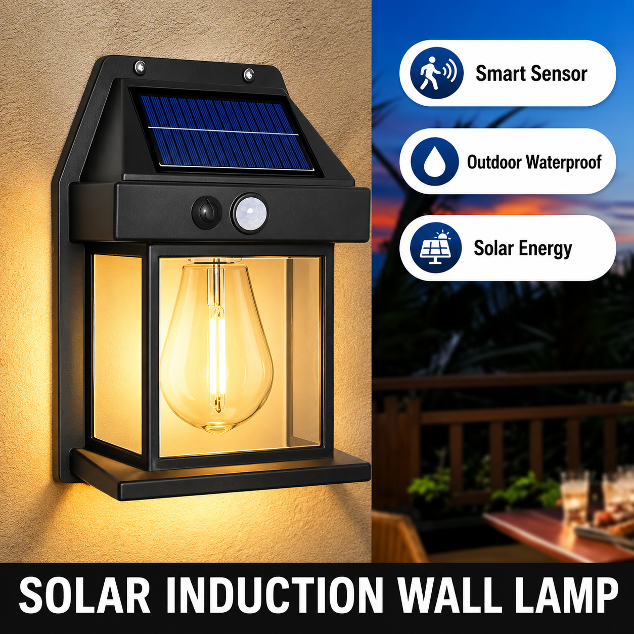 Waterproof Solar Motion Sensor Wall Lamp