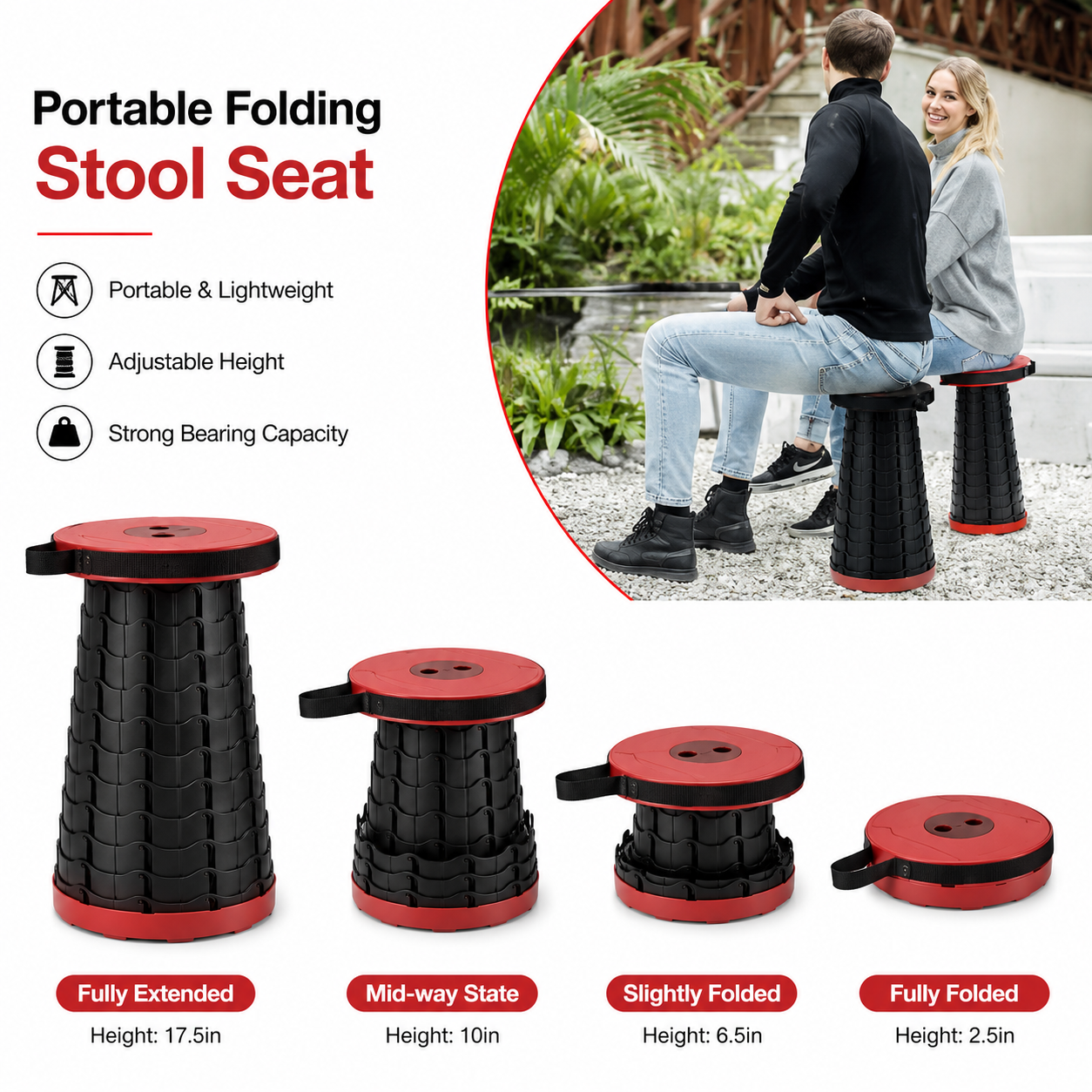 Portable Retractable Folding Camping Stool