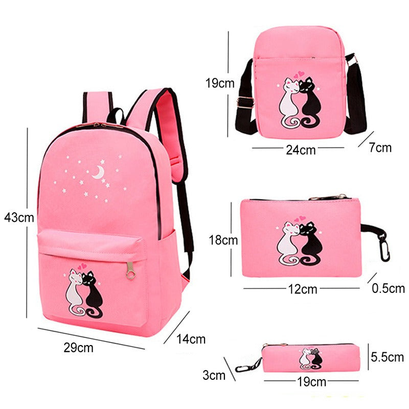 4-Piece Kids School Bag Set – Stylish Black Backpack Combo