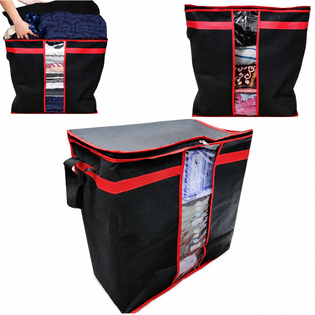 Black Storage Blanket Bag – Foldable Wardrobe Organizer