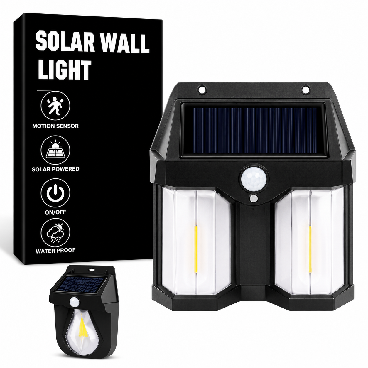 Solar Double Head Motion Sensor Wall Light