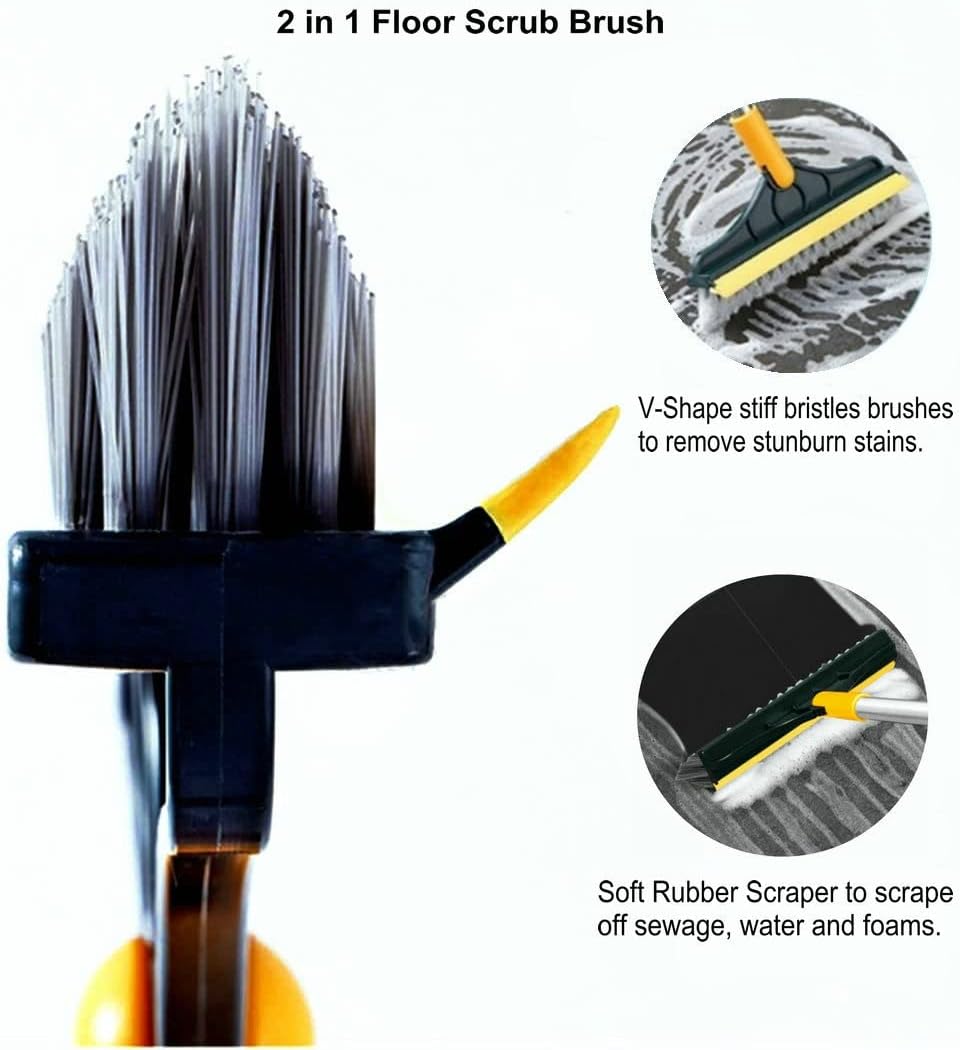 2 in 1 Floor Cleaning Brush with Long Handle
