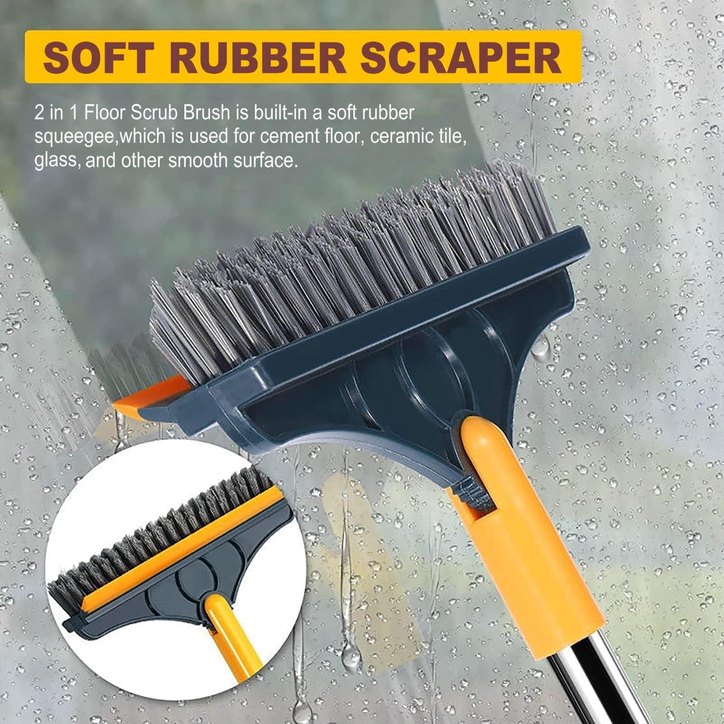 2 in 1 Floor Cleaning Brush with Long Handle