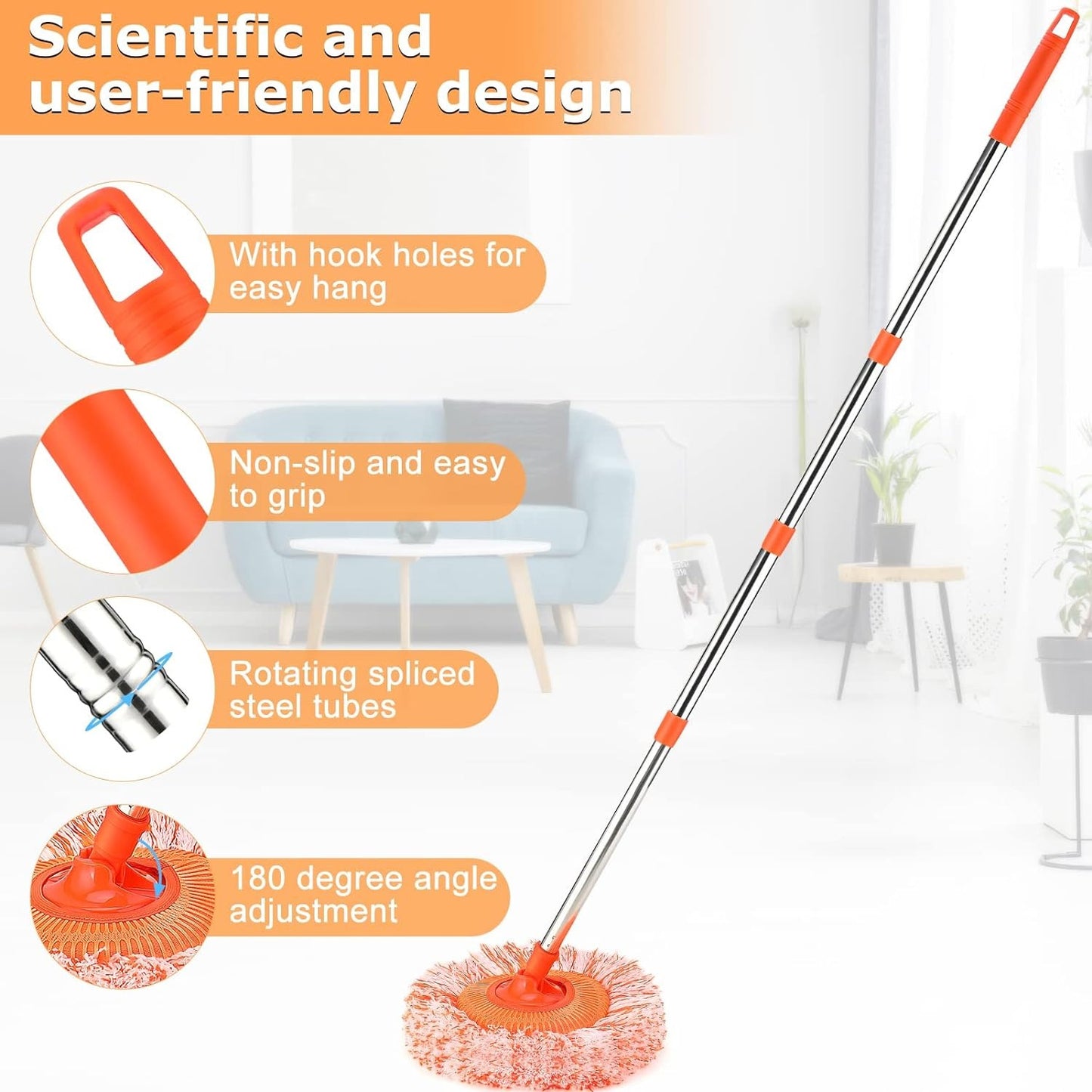360° Telescopic Microfiber Cleaning Mop – Long Handle Dust Mop