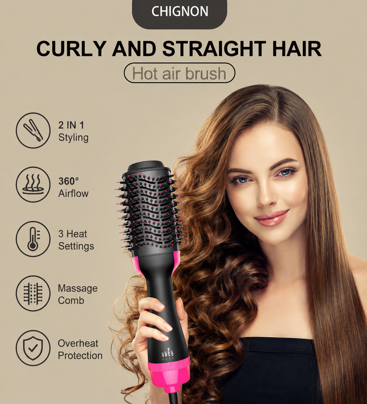 3 in 1 Hot Air Hair Styling Brush