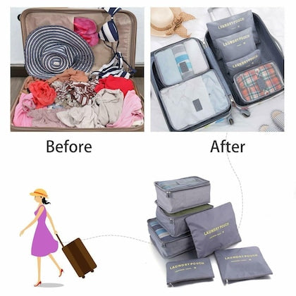 6PCS Travel Storage Bag Set – Luggage Organizer Cubes