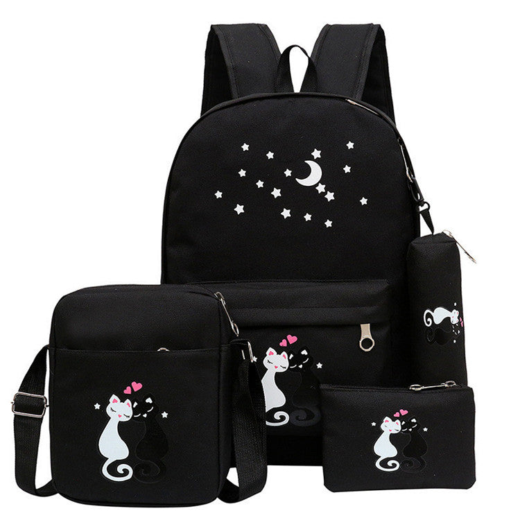 4-Piece Kids School Bag Set – Stylish Black Backpack Combo