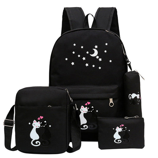 4-Piece Kids School Bag Set – Stylish Black Backpack Combo