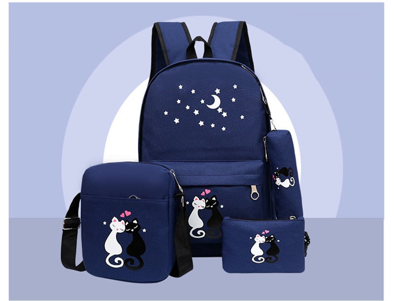 4-Piece Kids School Bag Set – Stylish Black Backpack Combo