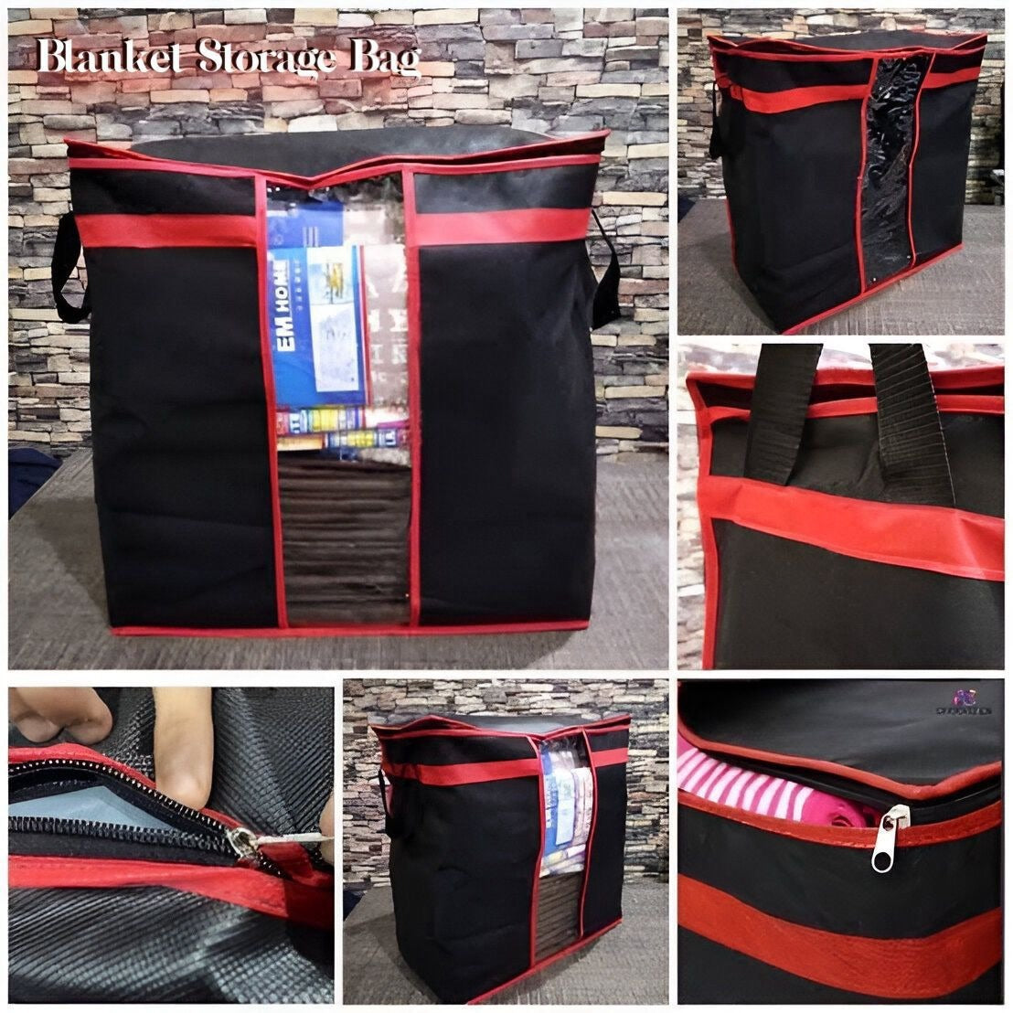 Black Storage Blanket Bag – Foldable Wardrobe Organizer